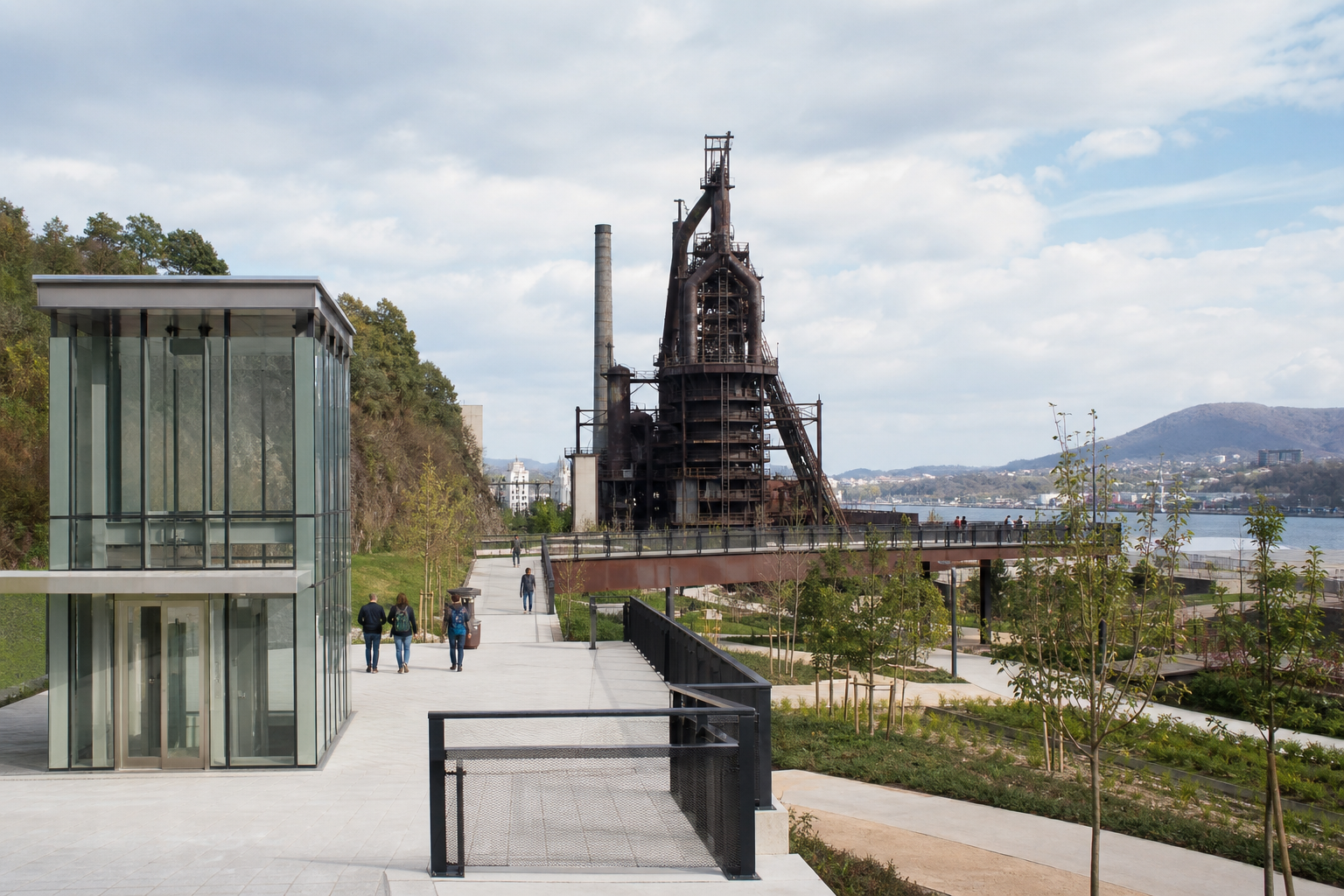 Vista editorial del lugar asociado a La catedral de hierro junto a la ría