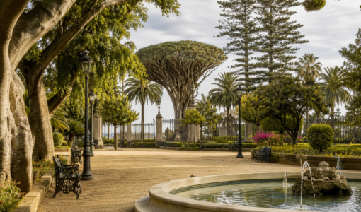 Vista editorial del lugar asociado a Parque Genovés: jardín botánico urbano y rincón romántico de Cádiz
