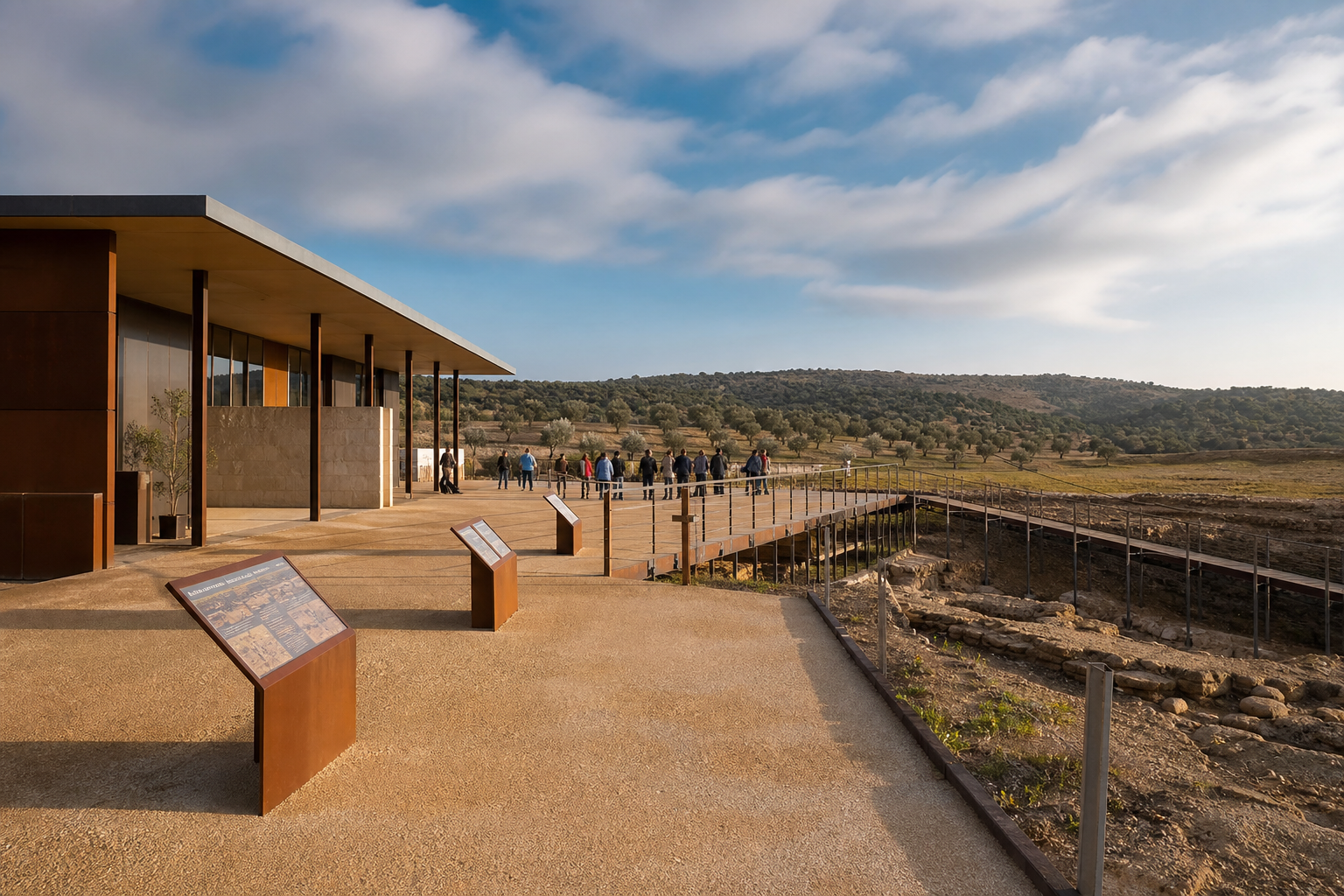 Vista editorial del lugar asociado a Oppidum íbero de Puente Tablas — Centro de Visitantes