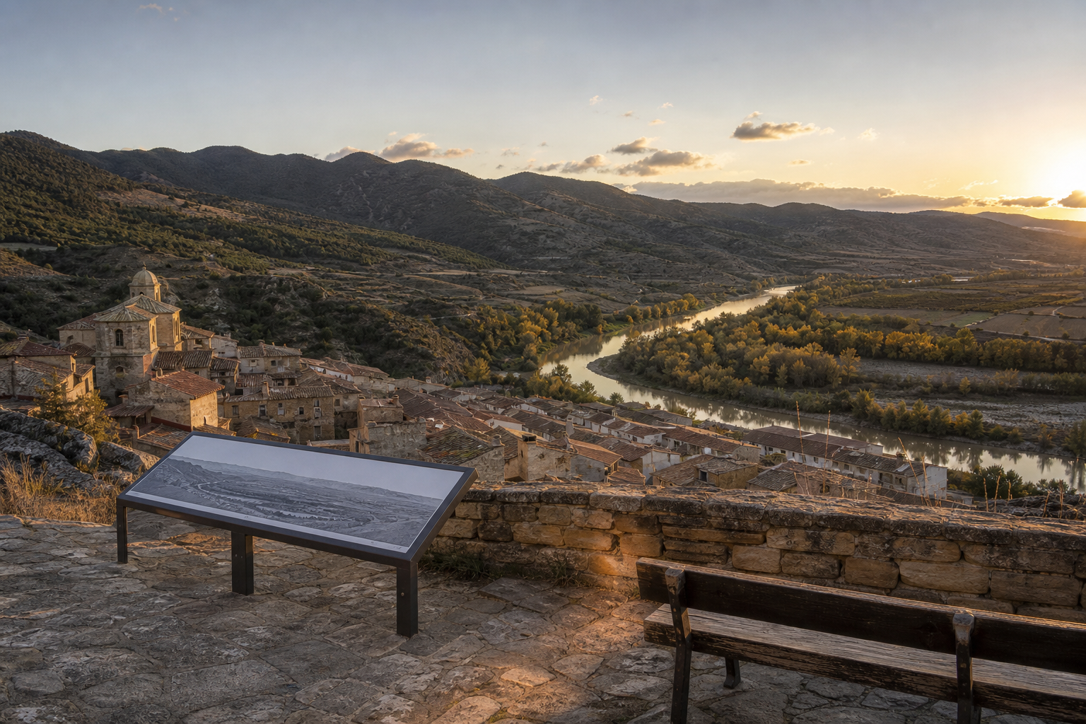 Vista editorial del lugar asociado a Mirador de Gallipienzo: atalaya, iglesia y paisaje