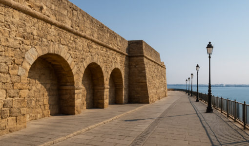 Vista editorial del lugar asociado a La muralla que convirtió el borde del puerto en ciudad