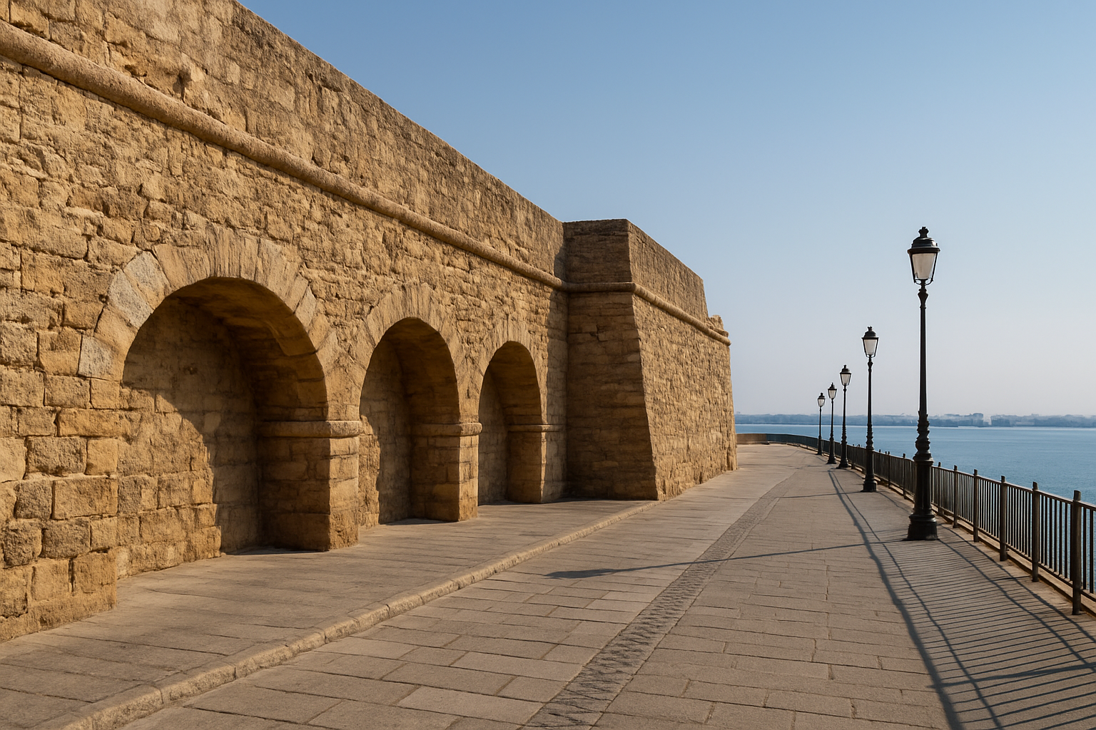 Vista editorial del lugar asociado a La muralla que convirtió el borde del puerto en ciudad